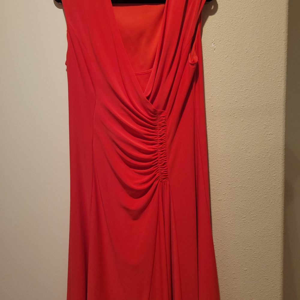 Evan Picone Vibrant Red Draped Maxi Dress